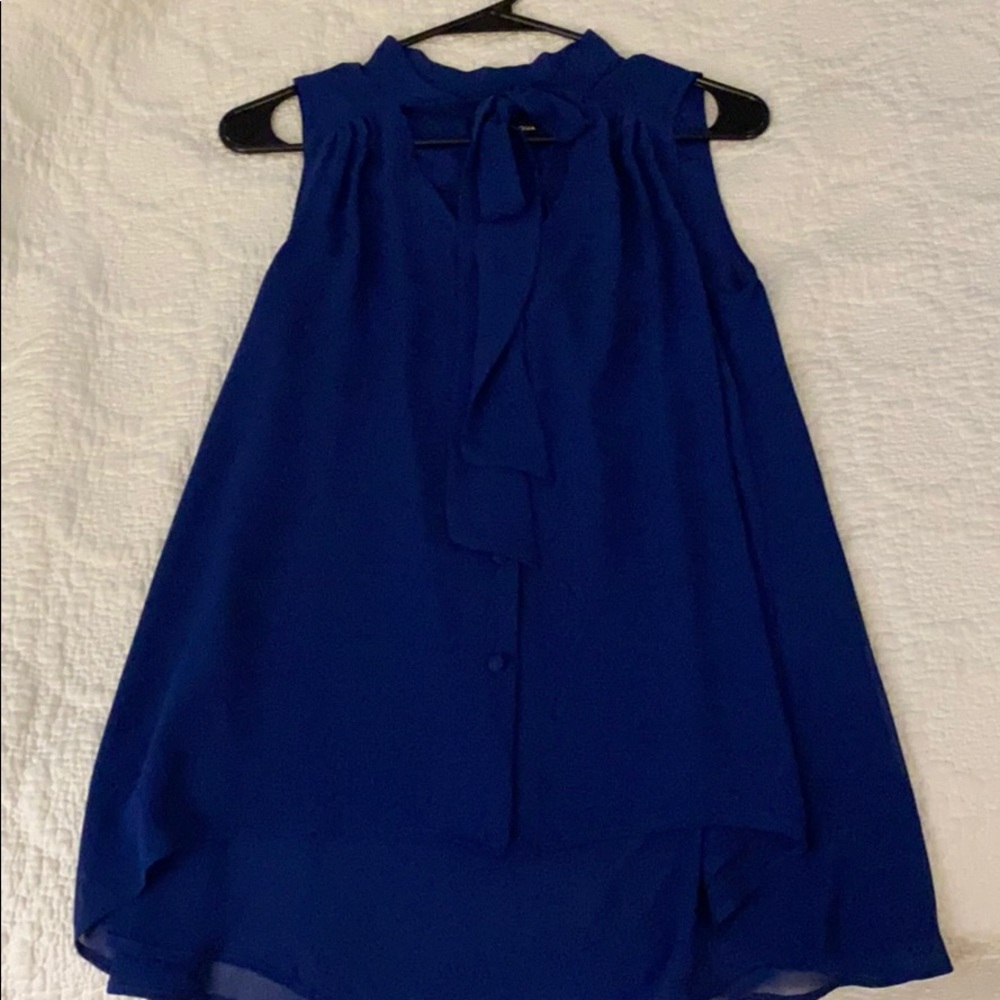 Aqua blue blouse with tie size small